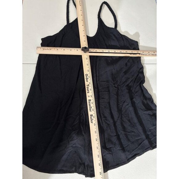 Lulus tank top Womens S/M Black Crinkle Rayon Sleeveless Braided Strap Top - Picture 8 of 9